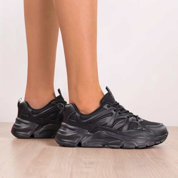 Women's Walking Shoes Fashion Running Sneakers Gym Tennis Work Comfort Black - Picture 7 of 7